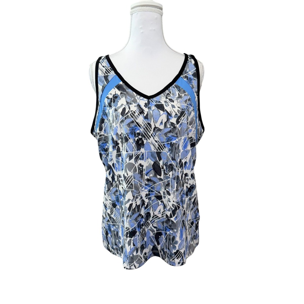 Tail Activewear Tank Top XL Blue Abstract Strappy Mesh Back Golf Tennis Sporty